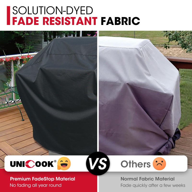 Unicook Outdoor Large Grill Cover 70 Inch, Heavy Duty Waterproof Gas Grill Cover for Outside, Fade Resistant Durable BBQ Protector, All Weather Protection for Backyard BBQs, Black - Image 4